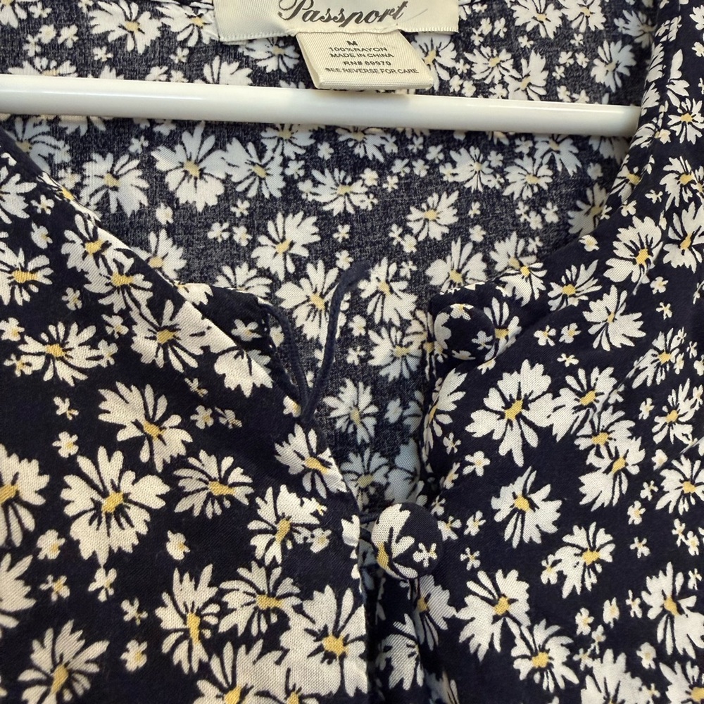 Blue Floral Button-Front Mini Dress - Picture 4 of 4